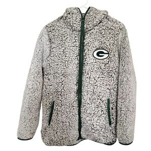 Green Bay Packers NFL Jacket Women's Small‎ Full Zip Hooded Team Apparel Sherpa